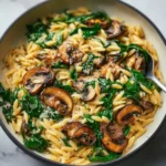 Garlic Butter Orzo 3 A bowl of creamy Garlic Butter Orzo with herbs and seasoning, served warm.
