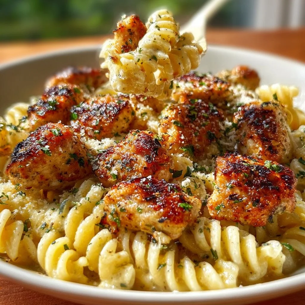 Crispy Garlic Parmesan Chicken Bites served on a plate
