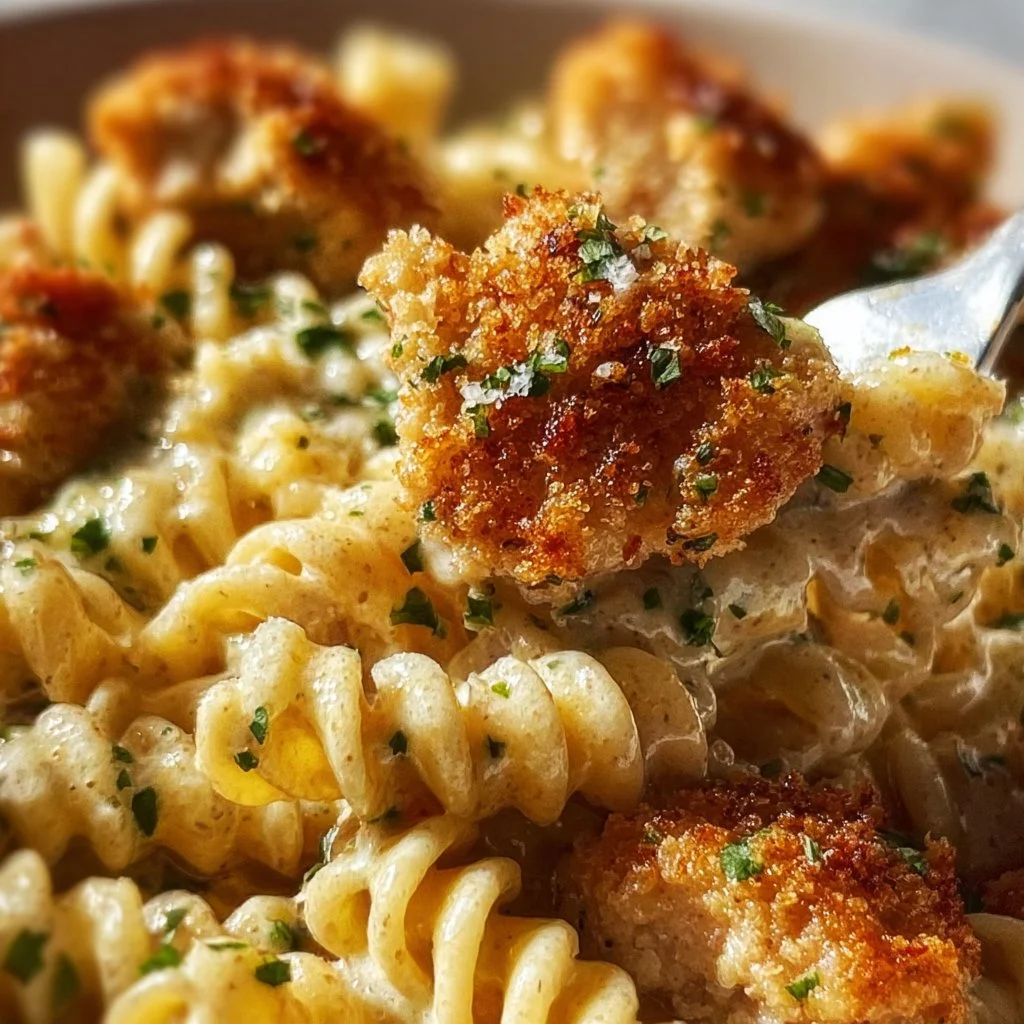 Garlic Parmesan Chicken Bites 2 Garlic Parmesan Chicken Bites with Creamy Rotini