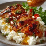 Delicious Hot Honey Feta Chicken dish topped with honey glaze and feta cheese.