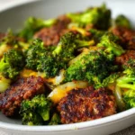 Keto Hamburger Broccoli Skillet in a pan, featuring low-carb ingredients.