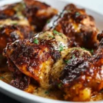 Delicious Mississippi Mud Chicken served with sides on a plate