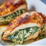 Spinach Stuffed Chicken Breasts 2 Spinach stuffed chicken breasts cooked to perfection with a creamy filling