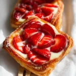 Freshly baked strawberry Danish pastry with strawberries and cream cheese filling