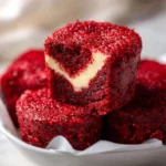 Delicious red velvet brownie bites on a plate, perfect for dessert lovers