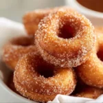 Delicious churro donut bites, golden brown and coated in cinnamon sugar