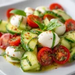 Tasty Cucumber Mozzarella Salad 3 Delicious Cucumber Mozzarella Salad with fresh ingredients