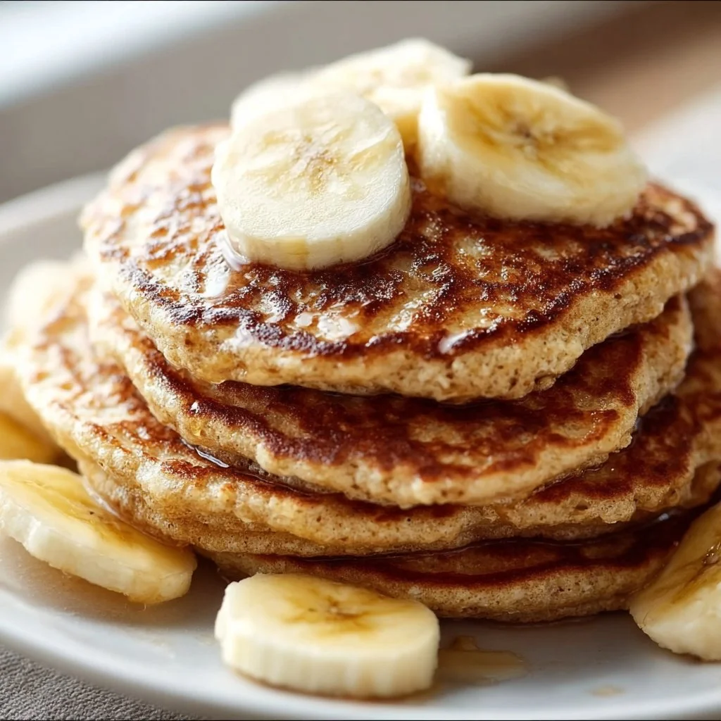 3-ingredient banana oatmeal pancakes served on a plate