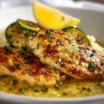 30-Minute lemon chicken served with fresh herbs on a plate