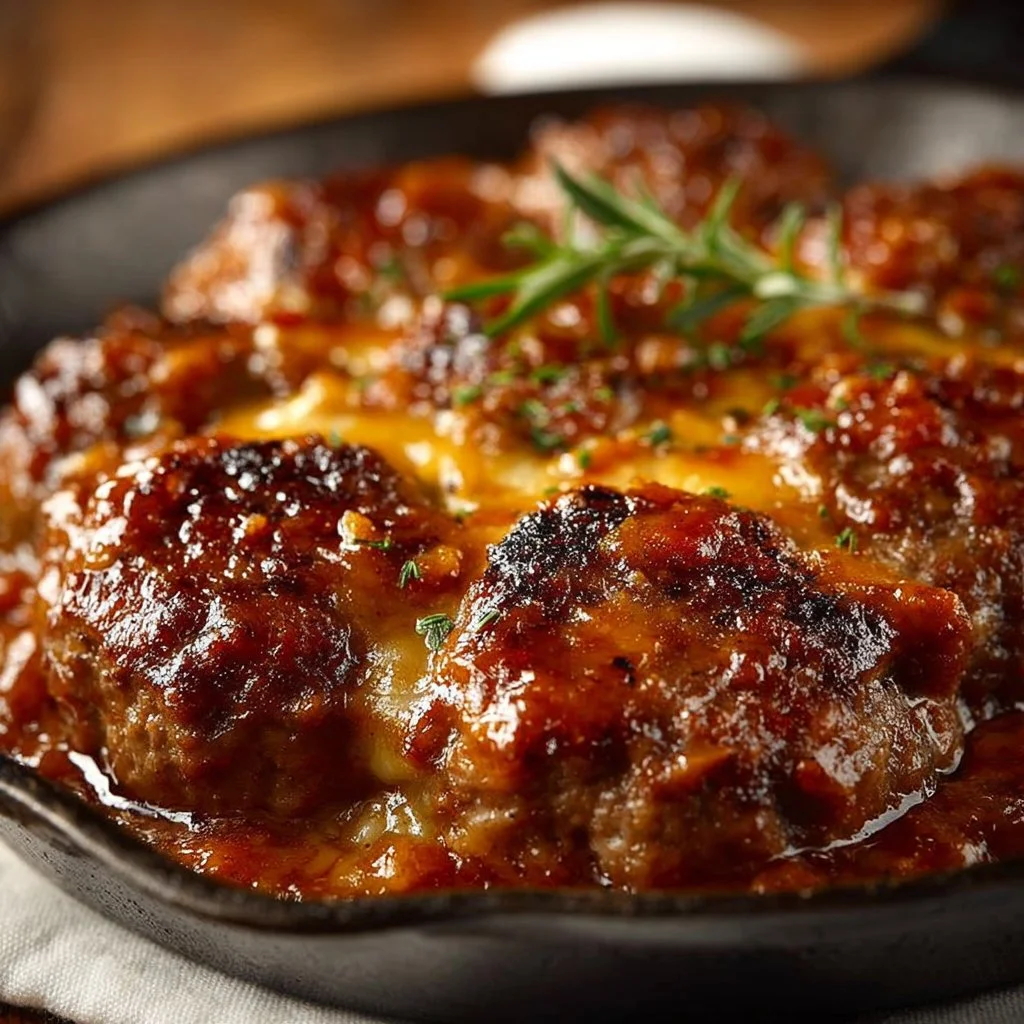 Delicious Amish Hamburger Steak Bake served in a rustic dish