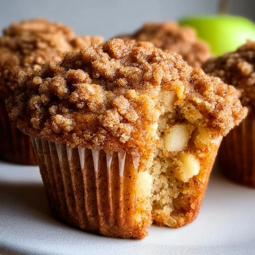 Delicious apple cinnamon streusel muffins fresh out of the oven.
