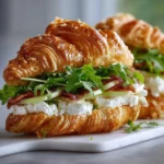 Apple and Goat Cheese Croissant Sandwich on a plate
