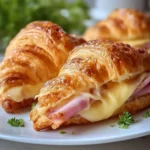 Baked Ham and Cheese Croissants 2 Deliciously baked ham and cheese croissants fresh out of the oven