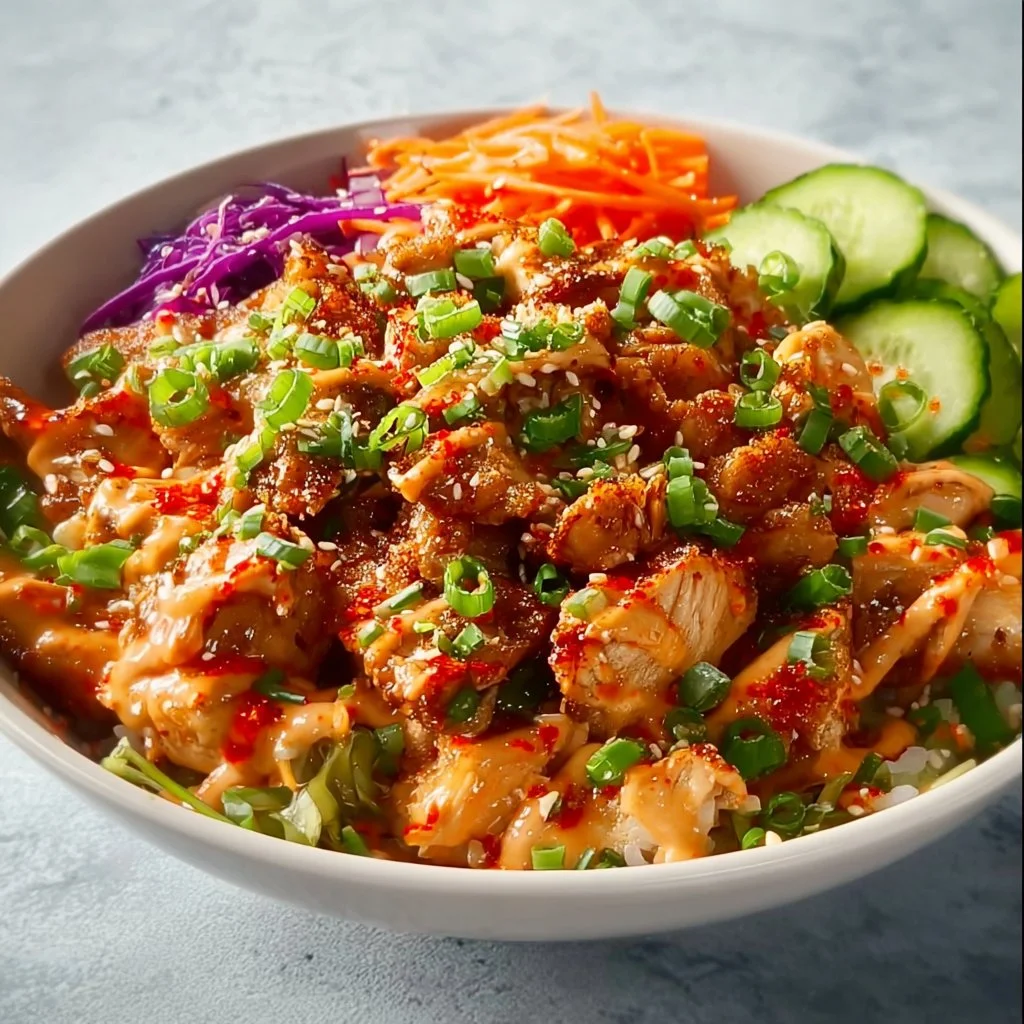 Delicious Bang Bang Chicken Bowl with vibrant ingredients and bold flavors