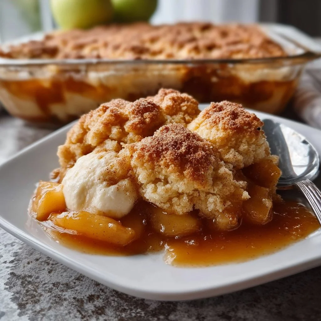 Delicious buttery apple cobbler fresh out of the oven