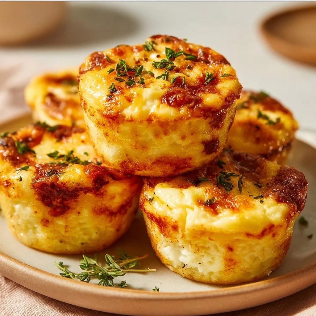 Cheesy muffin tin cottage cheese egg bites ready for serving