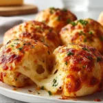 Delicious cheesy pizza bombs ready to be served