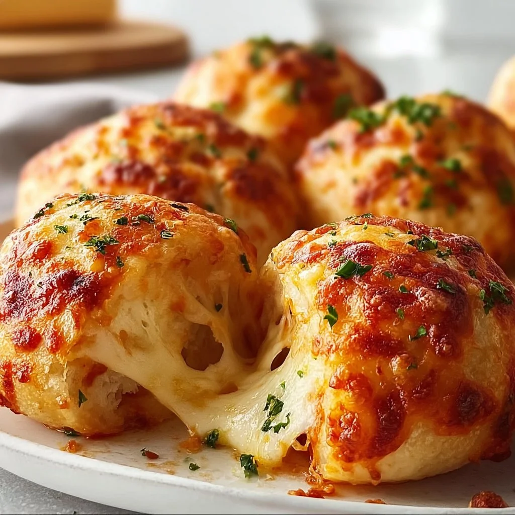 Delicious cheesy pizza bombs ready to be served