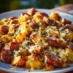 Cheesy Ranch Potatoes and Sausage 4 Cheesy Ranch Potatoes with Sausage served in a bowl