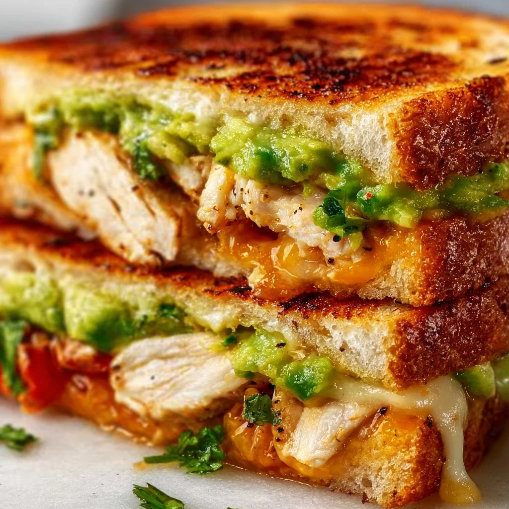 Delicious Chicken Avocado Melt Sandwich with grilled chicken and fresh avocado
