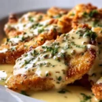 Plate of Chicken Romano garnished with herbs and cheese