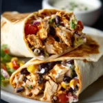 Delicious chipotle style southwest chicken wraps with fresh ingredients