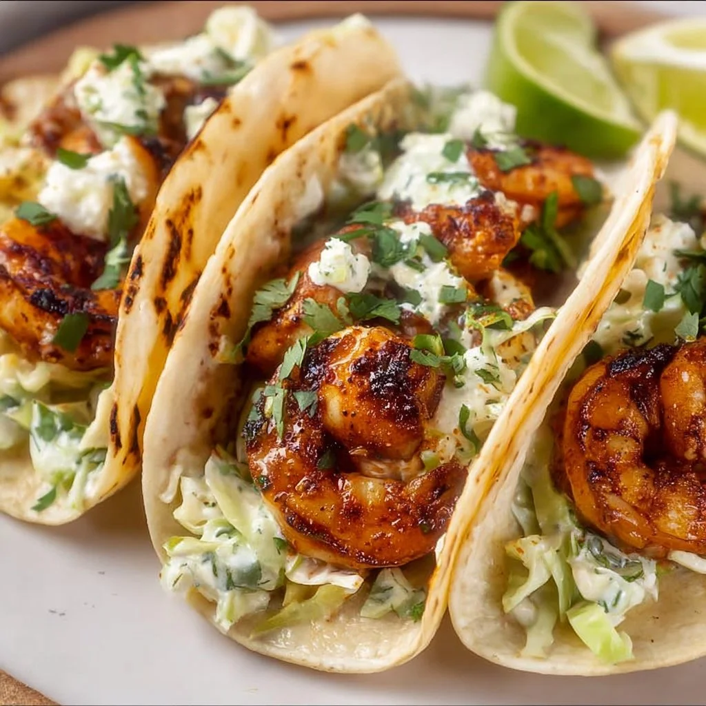 Cilantro Lime Shrimp Tacos with Creamy Slaw 2 Cilantro Lime Shrimp Tacos with Creamy Slaw