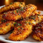 Crack Chicken Tenders 4 Delicious crack chicken tenders garnished and ready to serve
