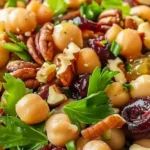 Cranberry Walnut Chickpea Salad with fresh ingredients
