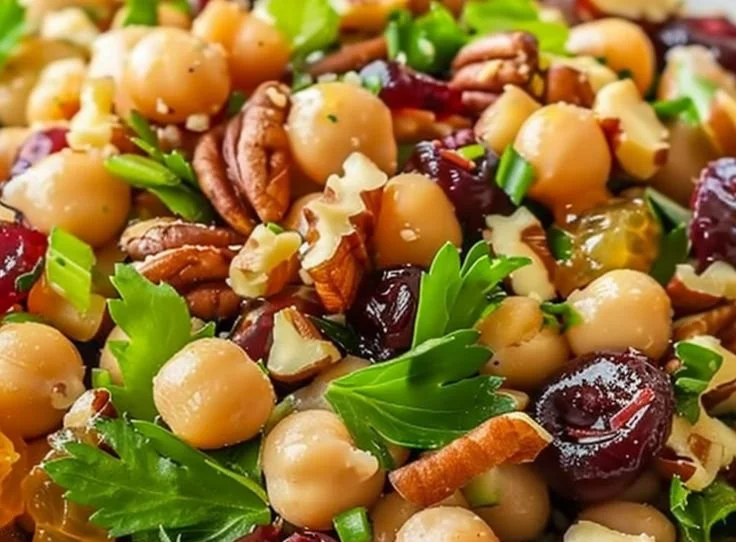 Cranberry Walnut Chickpea Salad with fresh ingredients