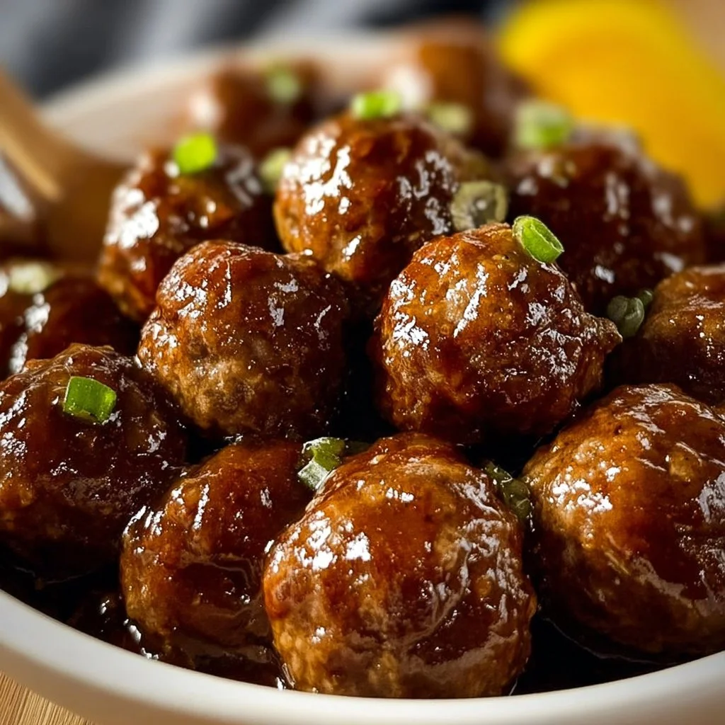 Delicious Crockpot Mississippi Meatballs served with sauce on a platter.