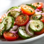 Fresh Cucumber Tomato Salad with diced cucumbers and ripe tomatoes in a bowl
