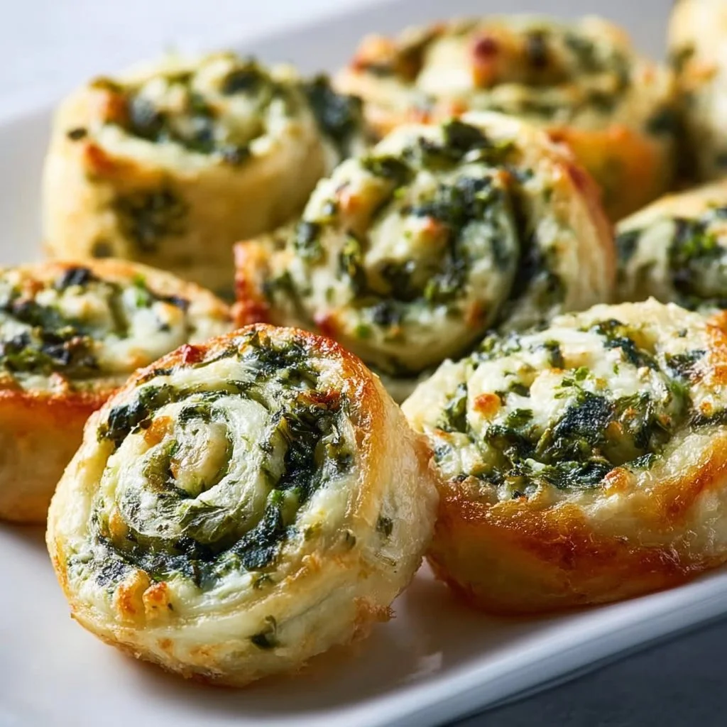 Delicious spinach dip pinwheels served as a colorful appetizer