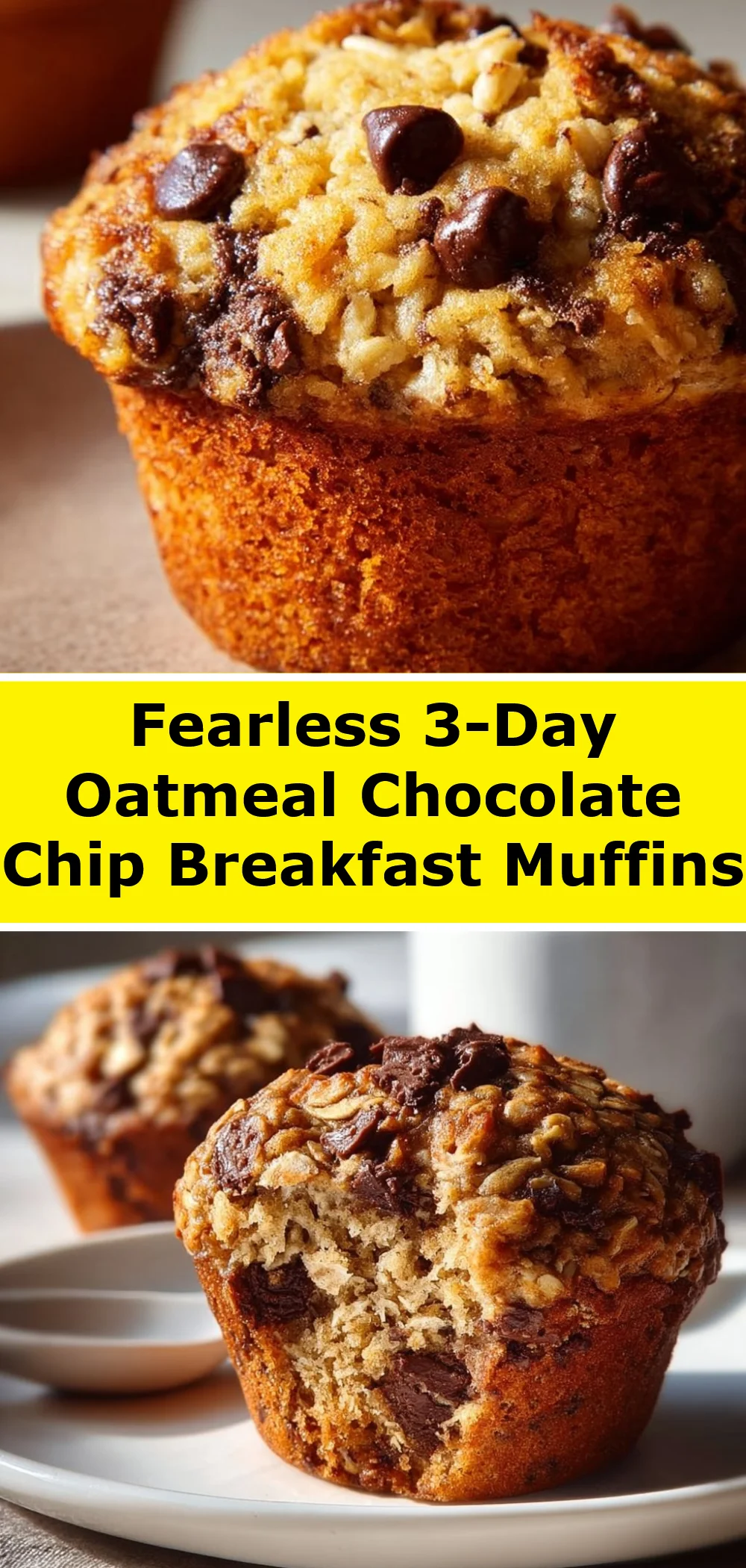 Fearless 3-Day Oatmeal Chocolate Chip Breakfast Muffins 1 Fearless 3-Day Oatmeal Chocolate Chip Breakfast Muffins