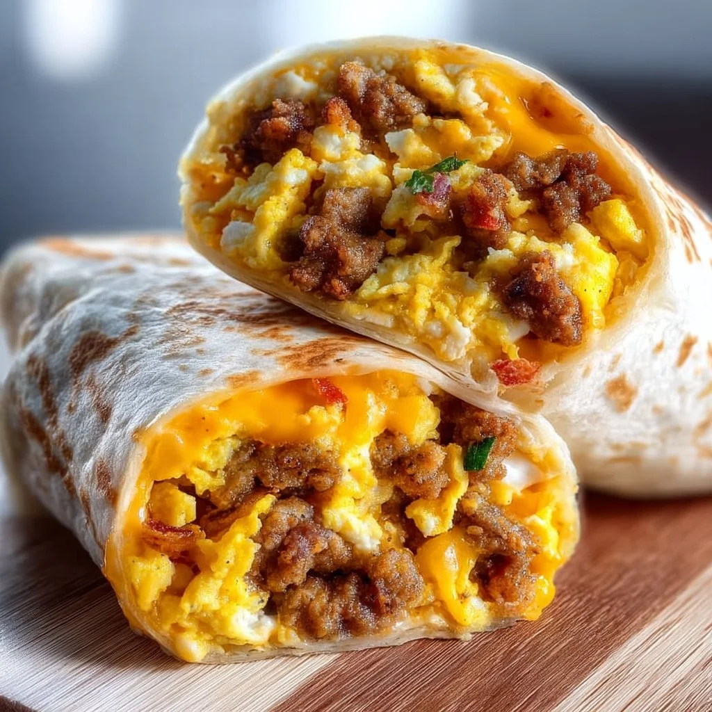 Delicious freezer breakfast burritos ready for a quick breakfast