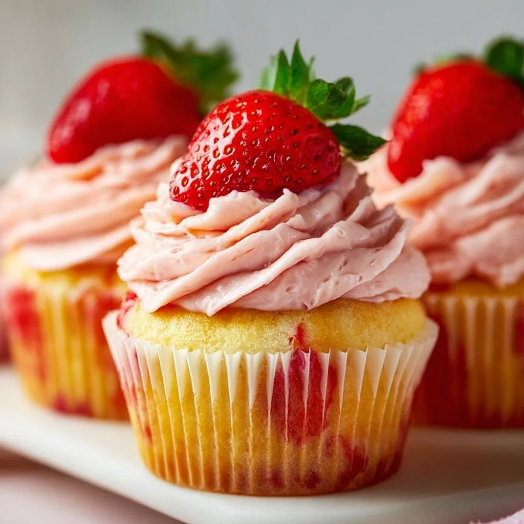 Fresh Strawberry Cupcakes 2 Fresh Strawberry Cupcakes