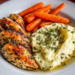 Delicious Garlic Herb Chicken served with creamy mashed potatoes