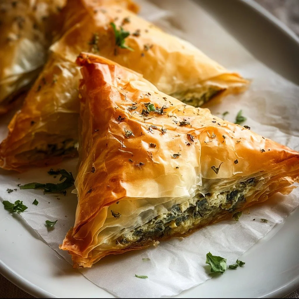 Delicious homemade Greek Spinach Pie with spinach and feta cheese filling