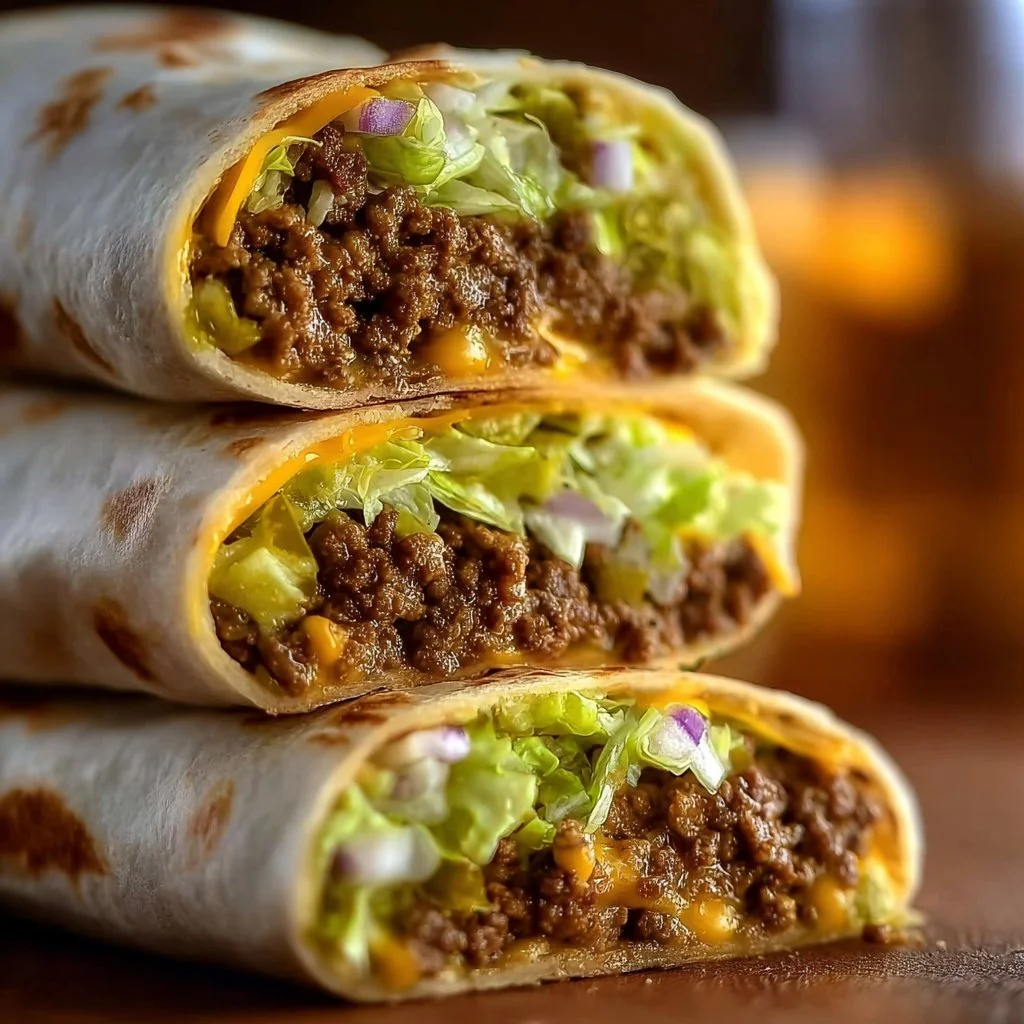 Delicious homemade Big Mac Wraps on a plate with fresh ingredients.