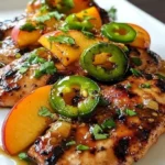 Delicious jalapeño peach chicken served with fresh herbs
