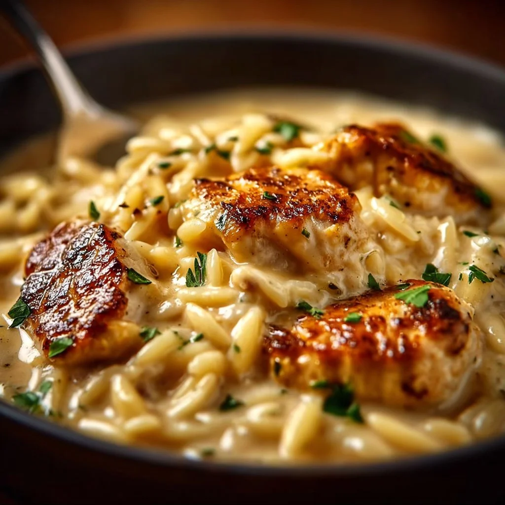 Delicious Marry Me Chicken Orzo dish served in a bowl