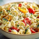 Mediterranean Cottage Cheese Pasta Salad 4 Mediterranean Cottage Cheese Pasta Salad with fresh vegetables and herbs