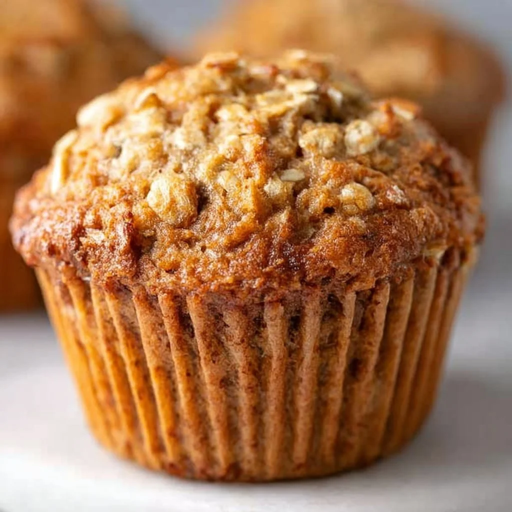 Delicious oatmeal banana muffins fresh from the oven