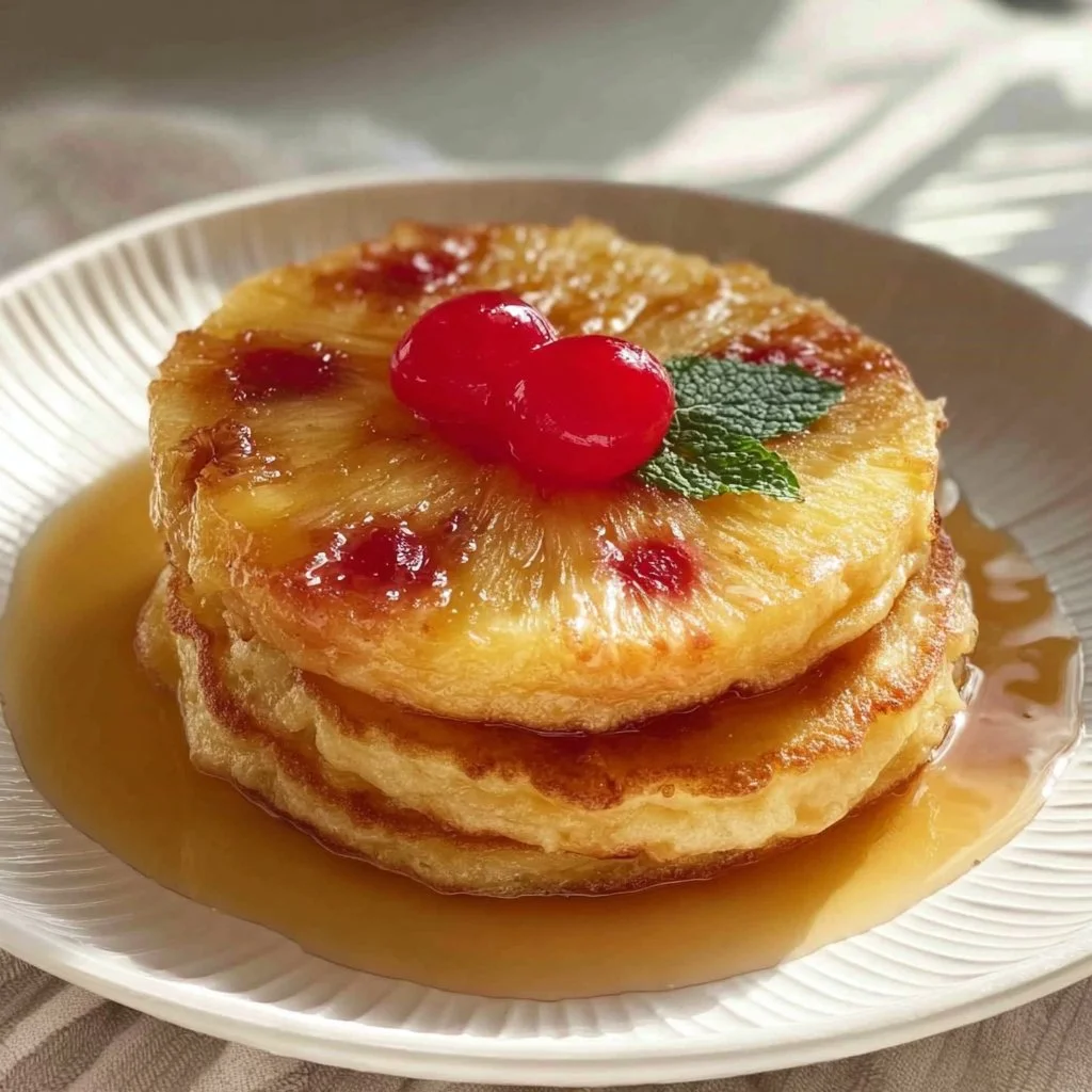 Pineapple Upside Down Pancakes 2 Pineapple Upside Down Pancakes (easy breakfast idea!)