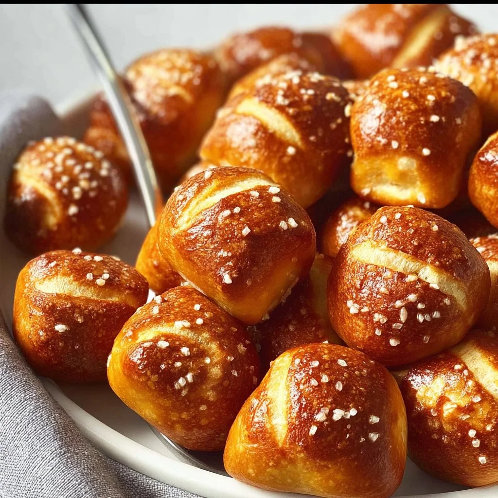 Delicious homemade pretzel bites with a golden brown crust and salt on top