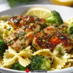 Savory Cowboy Butter Lemon Bowtie Chicken dish garnished with herbs