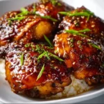Slow Cooker Honey Garlic Chicken served with vegetables