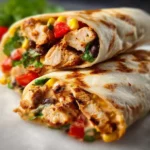 Southwest Chicken Wrap with grilled chicken, fresh vegetables, and spices