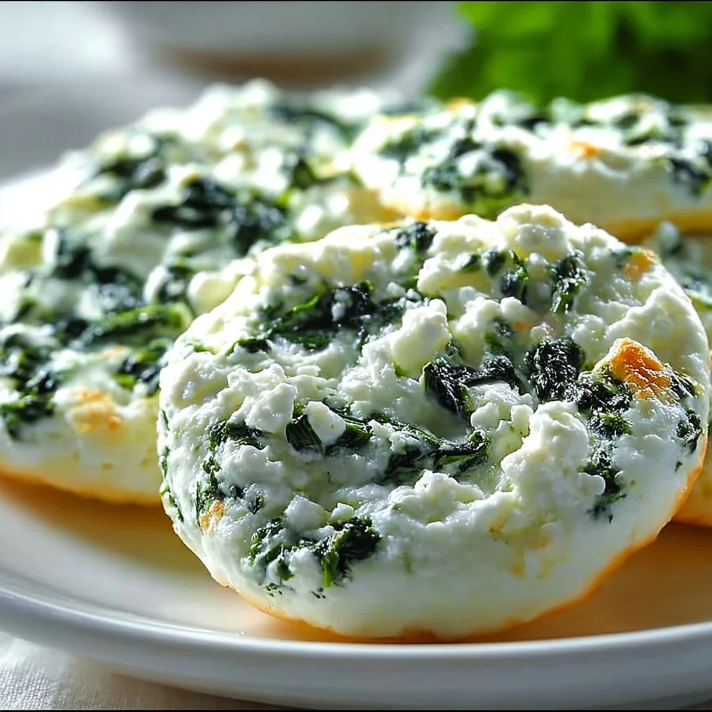 Delicious spinach cottage cheese flagels on a plate