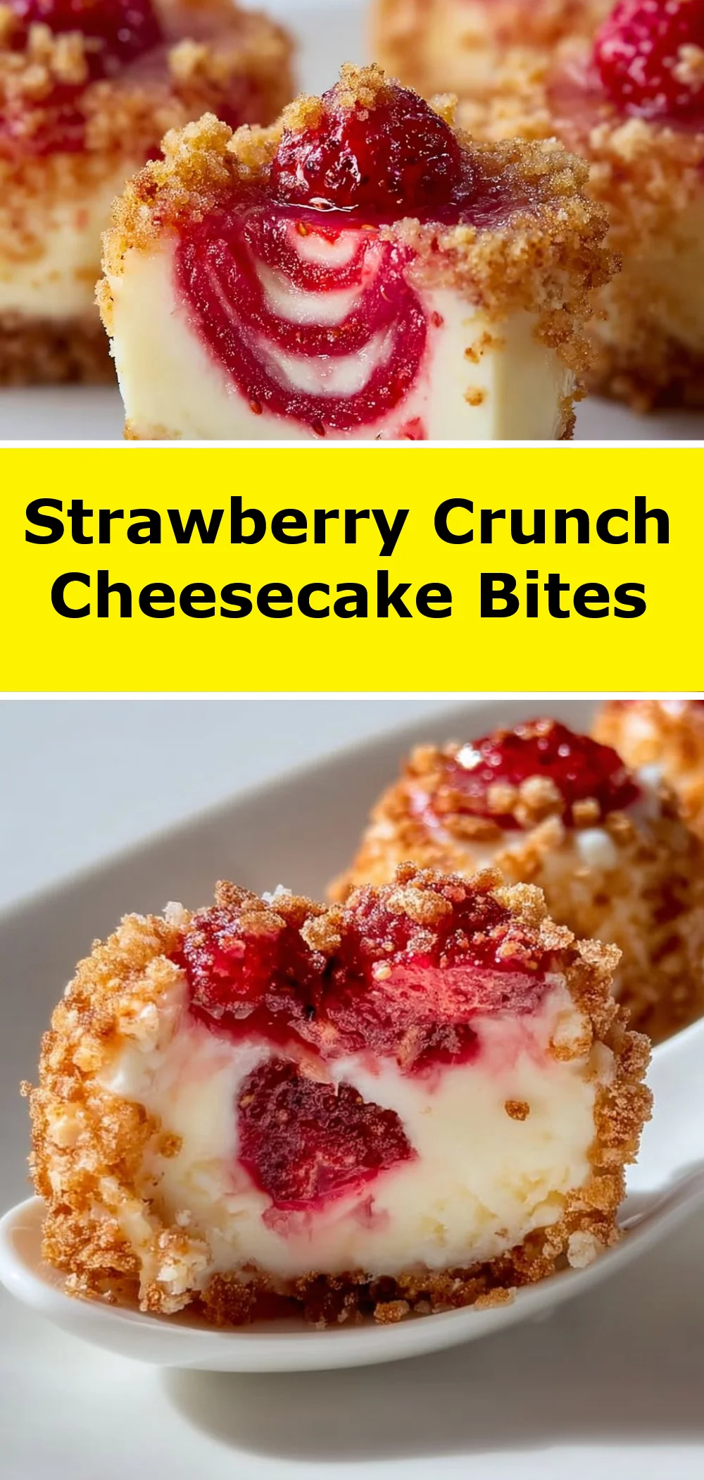 Strawberry Crunch Cheesecake Bites 1 Strawberry Crunch Cheesecake Bites